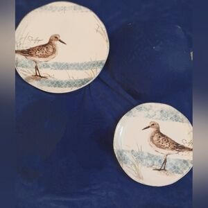 Set of Two, Sandpiper 8" Salad & 10" Dinner Plate, Pier One disc Earthenware